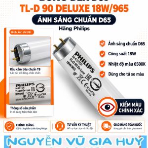 Bóng đèn D65 Philips TL-D 90 De Luxe 18W/965 cho tủ so màu